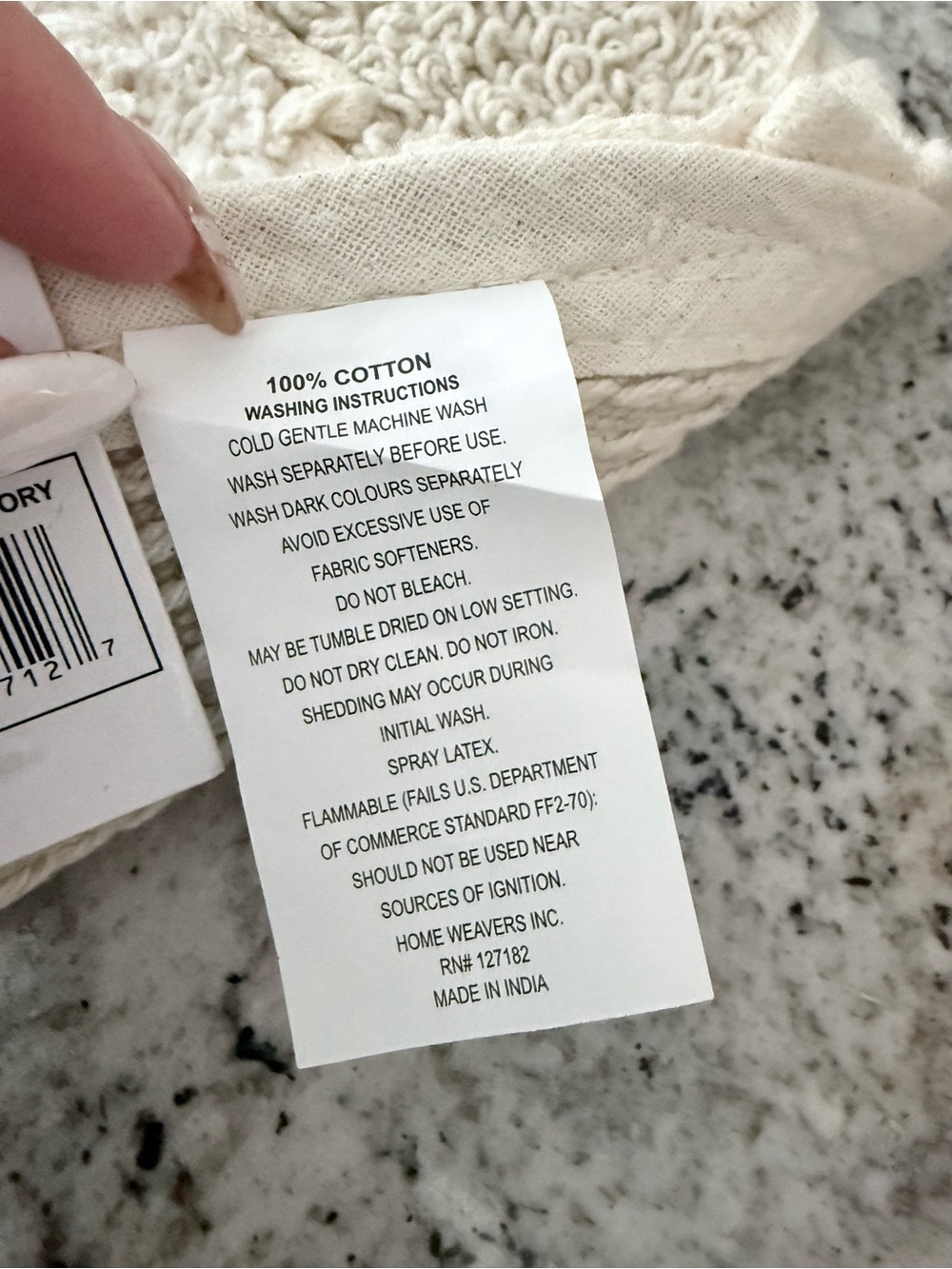 Adia Ivory Radiant Toilet Rug - Soft Cotton Texture - Picture 4 of 4